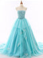 Tiffany azul A-line encaje barato largo tarde vestidos de fiesta, barato personalizado dulce 16 vestidos, 18516