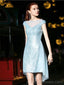 Tiffany Blue Sequin Cap-Sleeves Vestidos de fiesta baratos en línea, Vestidos de baile cortos baratos, CM765