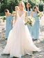 Vestidos de novia baratos de organza sin respaldo simples en línea, vestidos de novia baratos, WD491