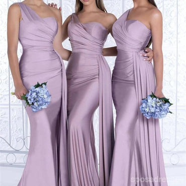 Mermaid One Shoulder Sleeveless Long Bridesmaid Dresses Online, WG919