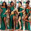 Rust Mermaid Spaghetti Straps High Slit Long Bridesmaid Dresses Online,WG1249