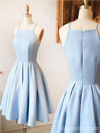 Correas espaguetis celestes simples Vestidos cortos de regreso a casa de menos de 100 años, CM387