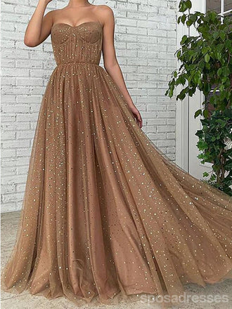 Gorgeous Brown A-line Sweetheart Maxi Long Prom Dresses,Evening Dresses,13165