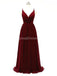 Dark Red Spaghetti correas Chiffon Open back back barato Bridesmaid vestidos en línea, WG584