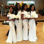Simple White Mermaid Cap Sleeves Jewel Cheap Bridesmaid Dresses Online,WG1197
