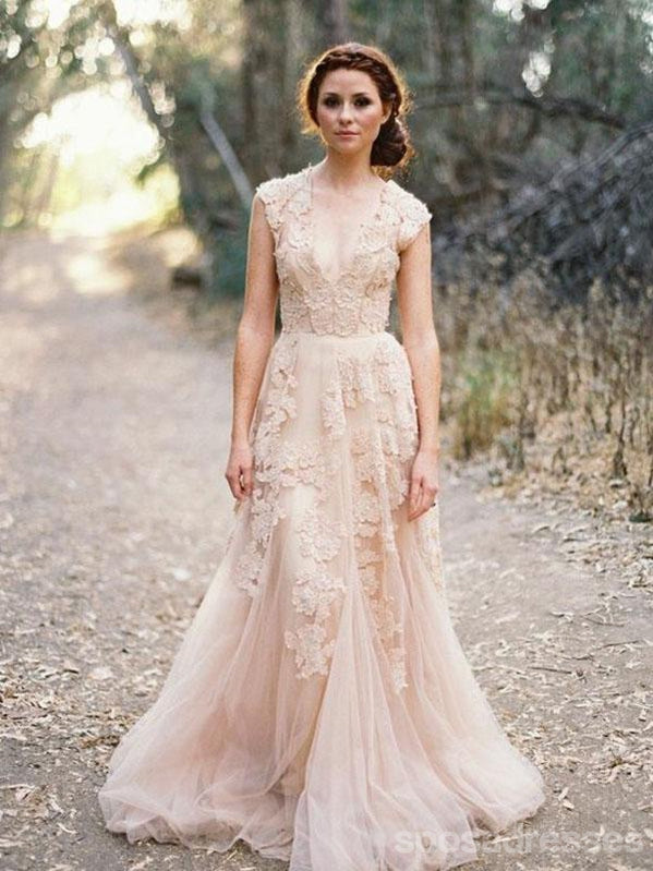 Vestidos de fiesta largos de Tulle de la envoltura del V-cuello atractivo del cordón rosado encantador, WD0139
