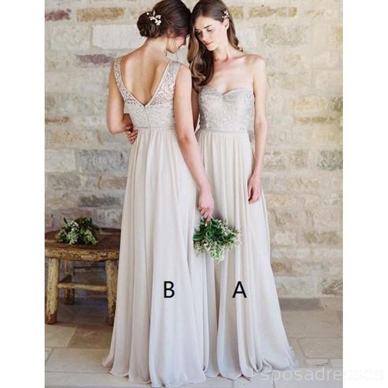 Vestidos de dama de honor largos baratos de encaje personalizado Champagne en línea, WG349