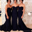Negro Sirena Simple de Larga Barato Vestidos de Dama de honor en Línea, WG249