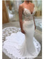 Correas espaguetis ver a través de vestidos de novia de sirena en línea, vestidos de novia únicos baratos, WD599