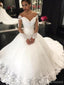 Vestidos de novia baratos de una línea de encaje de manga larga en línea, WD416