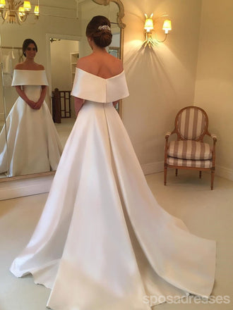 Simple Off Shoulder A-line Cheap Wedding Dresses Online, Cheap Bridal Dresses, WD445