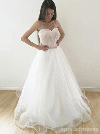 Sweetheart A line Cheap Wedding Dresses Online, Cheap Strapless Bridal Dresses, WD456