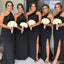 Vestidos de dama de honor baratos largos negros de un hombro en línea, WG684