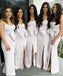 Scoop Side Slit Mermaid Vestidos largos y sencillos de dama de honor baratos en línea, Vestidos de damas de honor baratos, WG723