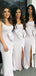 Scoop Side Slit Mermaid Vestidos largos y sencillos de dama de honor baratos en línea, Vestidos de damas de honor baratos, WG723