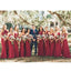 Vestidos de dama de honor largos de gasa roja oscura en línea, vestidos de damas de honor baratos, WG688