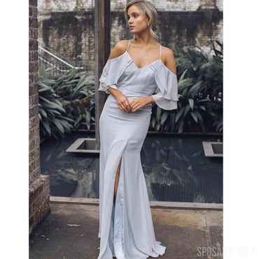 Luz Cinza Fora do Ombro Longos Vestidos de Dama de honra Online, Baratos Vestidos das Damas de honra, WG750