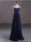 Navy Blue A-line Spaghetti Straps Cheap Long Prom Dresses Online,13055