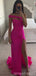 Simple Pink Mermaid One Shoulder Side Slit Cheap Long Bridesmaid Dresses,WG1556