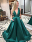 Simple de color Verde Esmeralda de Una línea de Noche Largos vestidos de fiesta, Vestidos 17709
