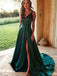 Vestidos de fiesta de la noche larga del lado verde esmeralda, vestidos de fiesta de la fiesta personalizada barata, 18580