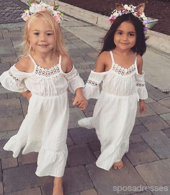 Adorável mangas curtas vestidos de menina de flor longa barata, FD001