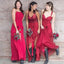 Fucsia Vestidos de dama de honor largos baratos por encargo mal combinados en línea, WG336