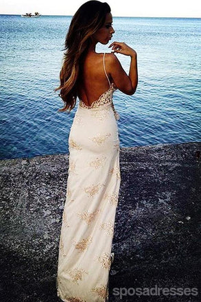 Sexy Mermaid Spaghetti Straps V-neck Backless Long Prom Dresses Online,12735