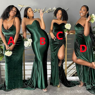 Mismatched Green Mermaid Cheap Long Bridesmaid Dresses Online,WG1218