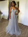 Hoteles de Correas Espaguetis Gris con Cuentas vestidos de fiesta, Vestidos Baratos de Tul Vestidos de Baile,PD0166