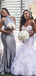 Grey Sexy Mermaid Halter Sleeveless Long Bridesmaid Dresses Gown Online,WG1107
