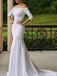 Half Sleeves Lace Mermaid Cheap Wedding Dresses, Cheap Wedding Gown, WD705