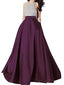 Halter Rhinestone Beaded Purple A-line Long Evening Prom Dresses, 17678