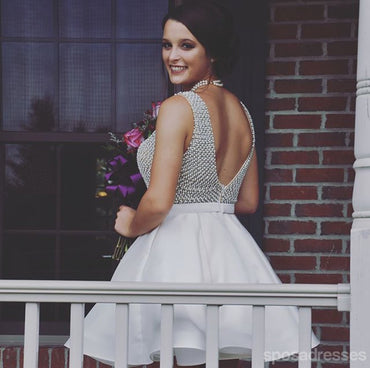 Sexy Backless Beaded V Neck Short Homecoming Dresses Online, CM677