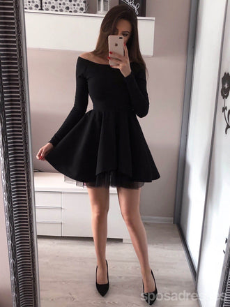 Manga larga fuera del hombro Corto Vestidos de regreso a casa baratos en línea, CM700