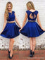 Dos piezas Royal Blue Back Back Short Vestidos de regreso a casa baratos en línea, CM736