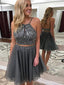 Sexy Two Pieces Beaded Grey barato Homecoming vestidos en línea, CM714