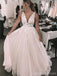 Vestidos de novia baratos de una línea de encaje con cuello en V sin respaldo en línea, vestidos de novia baratos, WD614