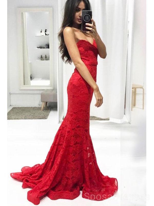 Sexy rojo encaje sirena largo vestido de fiesta de noche, barato personalizado dulce 16 vestidos, 18501