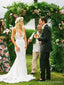 V cuello ve a través de sirena trajes de novia baratos vestidos de la boda del cordón en línea, baratos, WD438