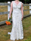 Vestidos de novia baratos con cuello en V de sirena de encaje en línea, vestidos de novia baratos, WD520