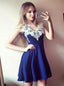 Gasa Royal Blue Lace Vestidos cortos de regreso a casa baratos en línea, CM655
