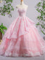 Amor rosado alinea cordón vestidos de la fiesta de promoción de la tarde baratos, 16 vestidos dulces, vestidos de Quinceanera, 17488