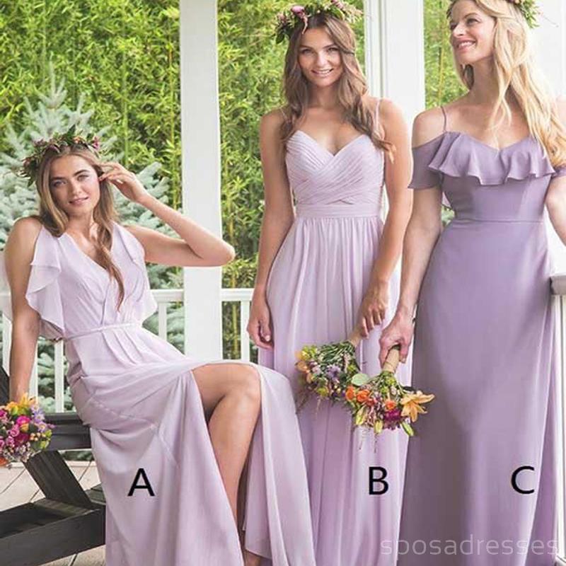 Lila Chiffon Vestidos De Dama De Honor De Larga Duración En Línea, WG296