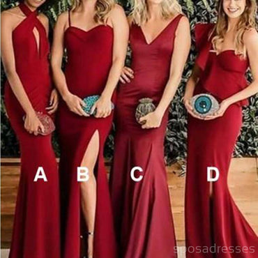 Borgonha Sereia Vestidos de dama de honra baratos muito incompatíveis on-line, WG278