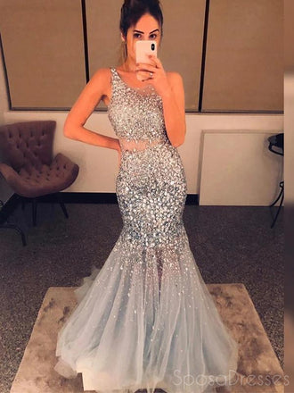 Mermaid Sleeveless Round Neck Long Prom Dresses, Sweet 16 Prom Dresses, 12484