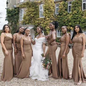 Mermaid Spaghetti Straps Sleeveless Long Bridesmaid Dresses Online, WG915