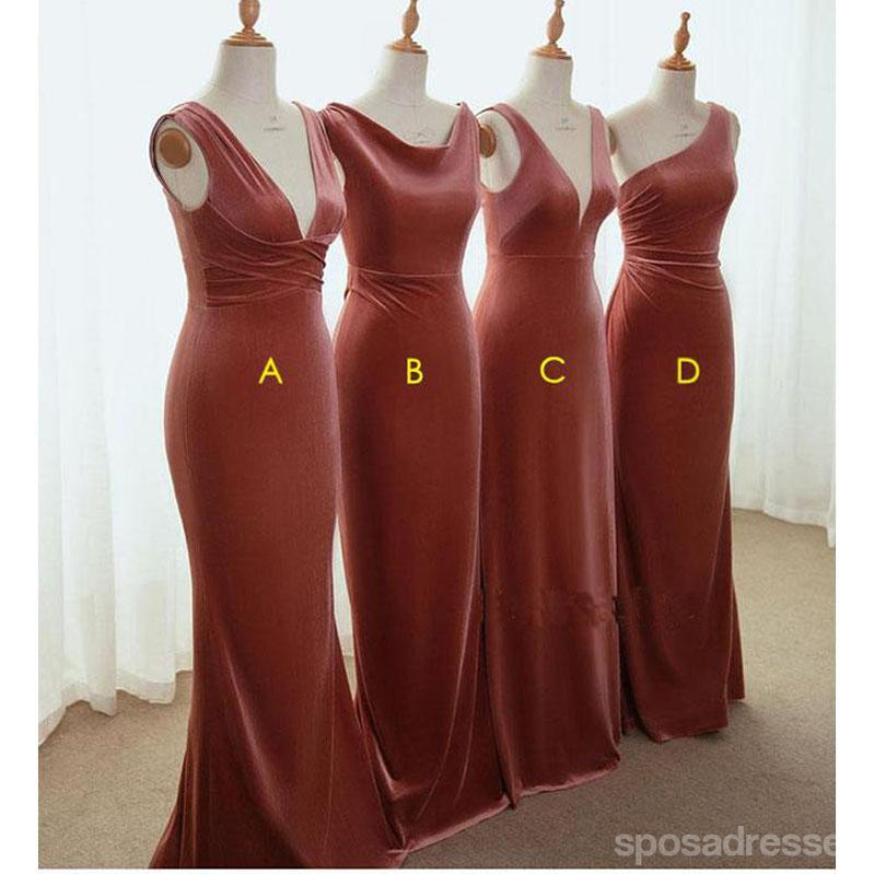 Vestidos de dama de honor largos baratos de Dusty Rose Cheap Sirena en línea, WG548