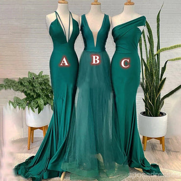 Mismatched Mermaid Emerald Green Cheap Long Bridesmaid Dresses Gown Online,WG1110