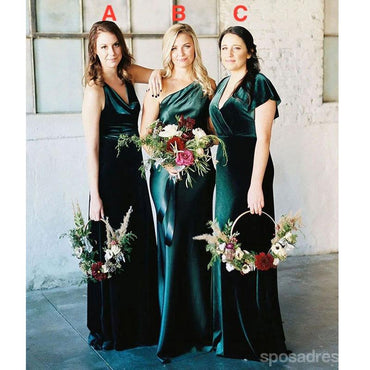 Mismatched Mermaid Green Sleeveless Cheap Long Bridesmaid Dresses Online, WG1151